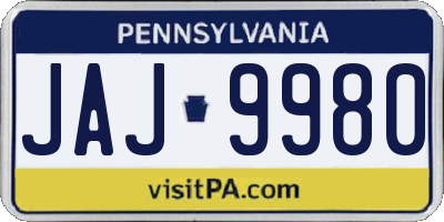 PA license plate JAJ9980
