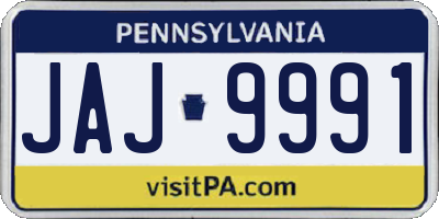 PA license plate JAJ9991