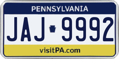 PA license plate JAJ9992