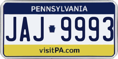 PA license plate JAJ9993