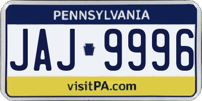 PA license plate JAJ9996