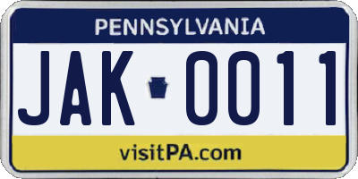 PA license plate JAK0011