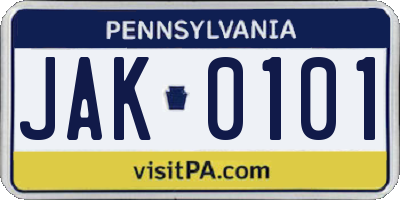 PA license plate JAK0101