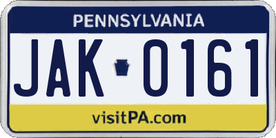 PA license plate JAK0161