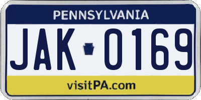 PA license plate JAK0169