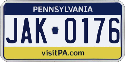 PA license plate JAK0176