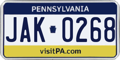 PA license plate JAK0268