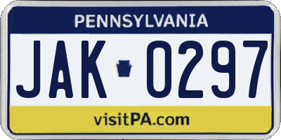 PA license plate JAK0297
