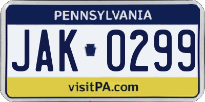 PA license plate JAK0299