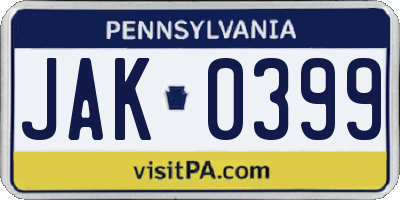 PA license plate JAK0399