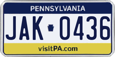 PA license plate JAK0436