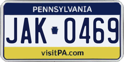PA license plate JAK0469