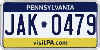 PA license plate JAK0479