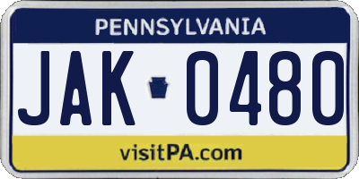 PA license plate JAK0480