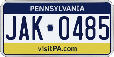 PA license plate JAK0485