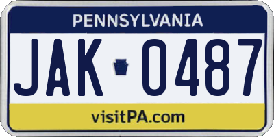 PA license plate JAK0487