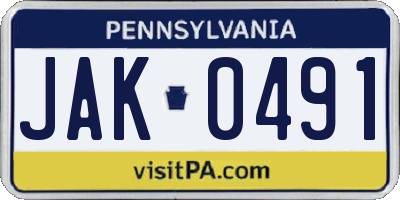 PA license plate JAK0491