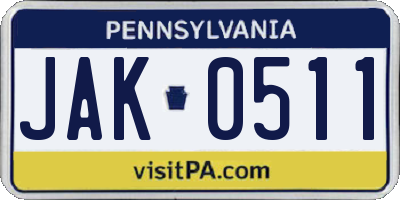 PA license plate JAK0511