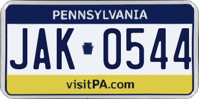 PA license plate JAK0544