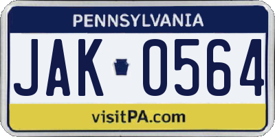 PA license plate JAK0564