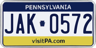PA license plate JAK0572