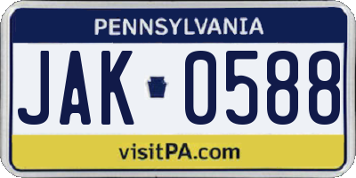 PA license plate JAK0588