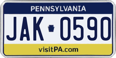 PA license plate JAK0590