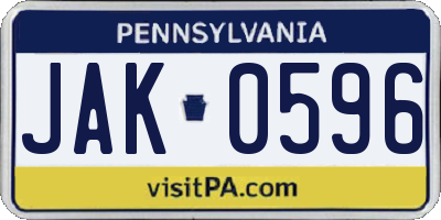 PA license plate JAK0596