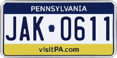 PA license plate JAK0611