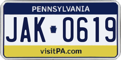 PA license plate JAK0619