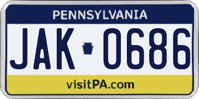 PA license plate JAK0686