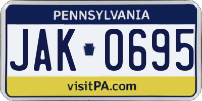 PA license plate JAK0695