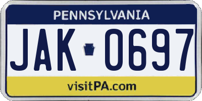 PA license plate JAK0697