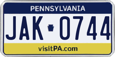 PA license plate JAK0744