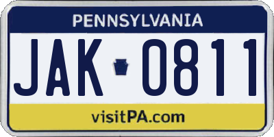 PA license plate JAK0811