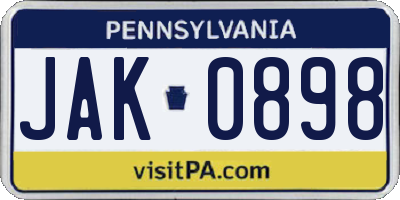 PA license plate JAK0898