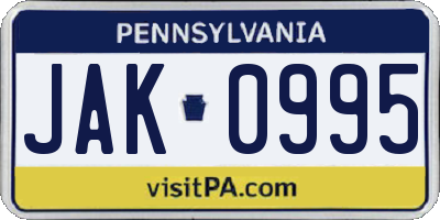 PA license plate JAK0995