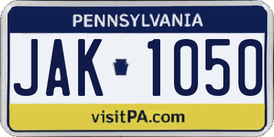 PA license plate JAK1050