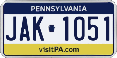 PA license plate JAK1051