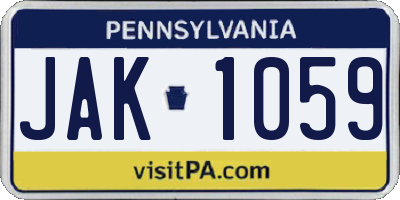 PA license plate JAK1059