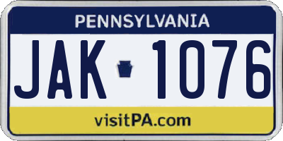 PA license plate JAK1076