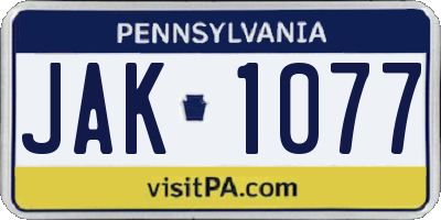PA license plate JAK1077