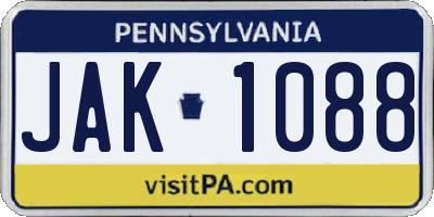 PA license plate JAK1088