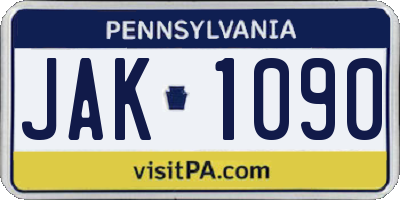 PA license plate JAK1090