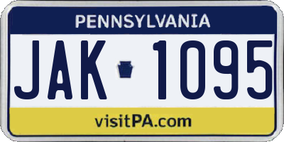 PA license plate JAK1095