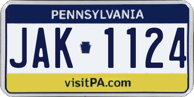 PA license plate JAK1124