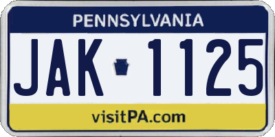 PA license plate JAK1125