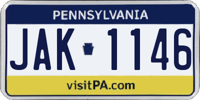 PA license plate JAK1146