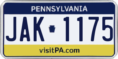 PA license plate JAK1175