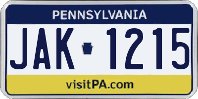 PA license plate JAK1215